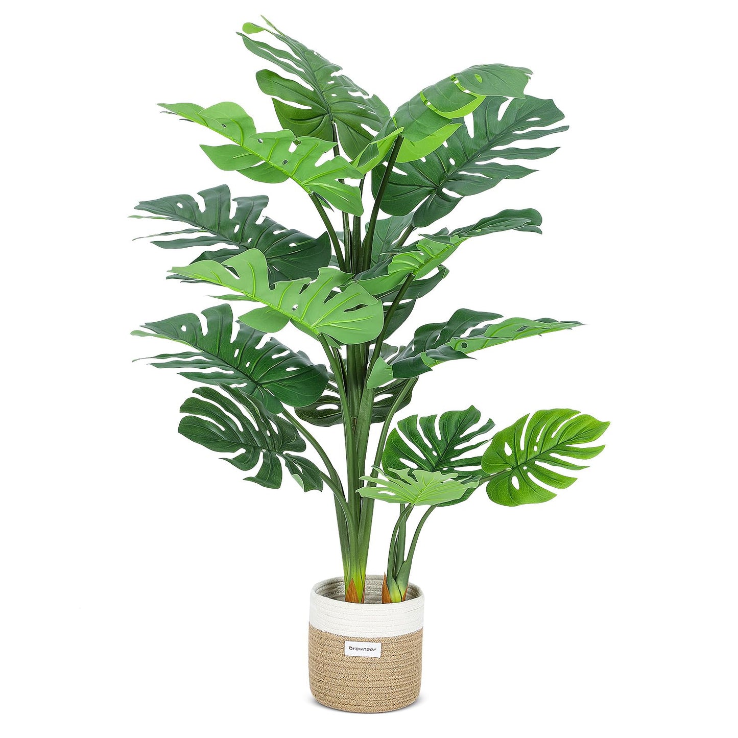 GROWNEER 48 Inch Artificial Monstera Deliciosa Fake Plant for Indoor Home Office Living Room Décor with Basket